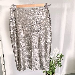 Express Women's Sequin Skirt Midi High Waist